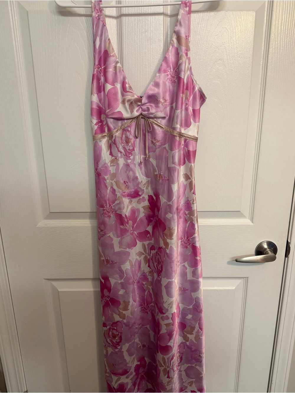 Jones New York Pink Floral Satin Y2K Maxi Slip Dress Medium